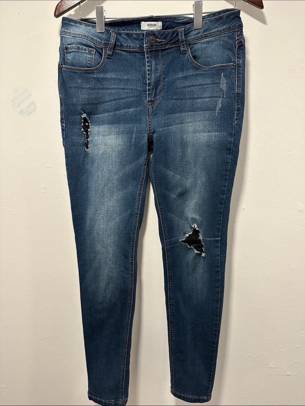 Kensie Dark Blue Distressed Skinny Jeans 268